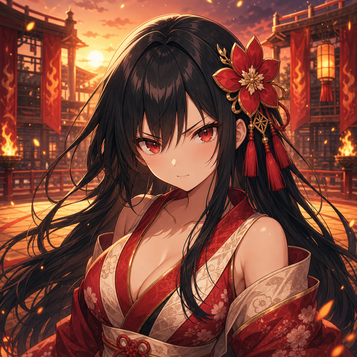 Asuka in a fiery Jankenmura arena portrait